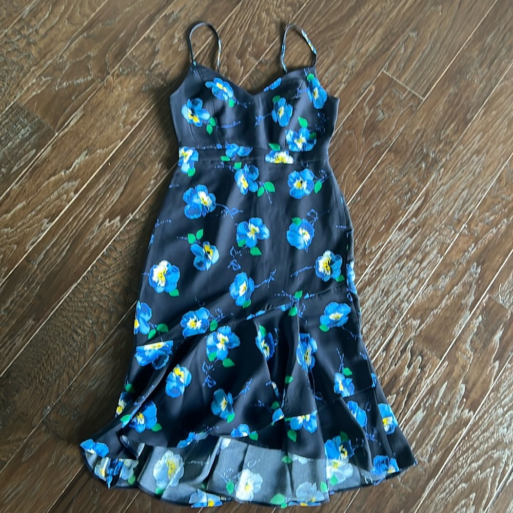 Banana Republic High Low Navy Floral Dress